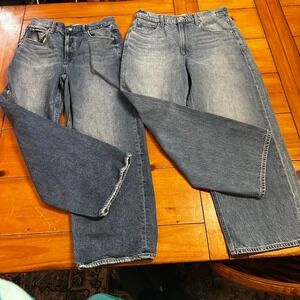 Paige Cameron Ankle Wide Leg Jeans Bundle 2 Pairs Blue Cotton Womens Size 29